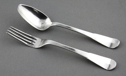 Colonial Silver Spoon and Fork (Christening set) - Madagascar